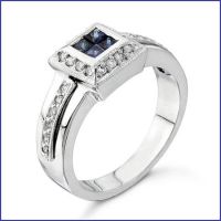 14k white gold diamond and sapphire ring