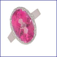 14k white ladies pink topaz diamond ring